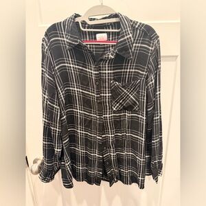 Isabel by Ingrid & Isabel Black White Plaid Button Front Shirt Size L